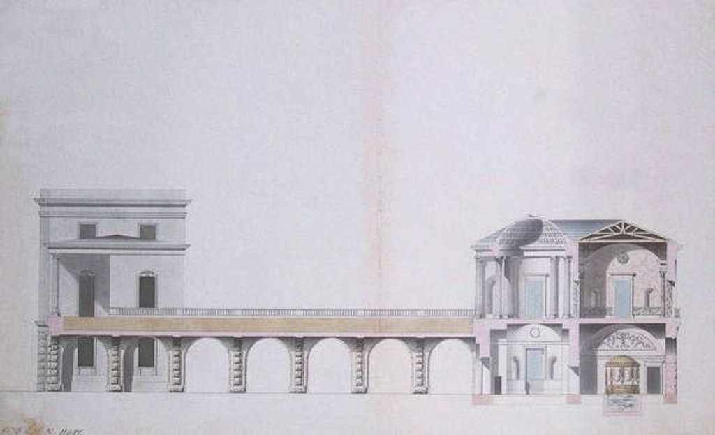 Detail of Cross-Section of the Agate Pavilion and Hanging Garden at Tsarskoye Selo, c.1780 by Charles Cameron