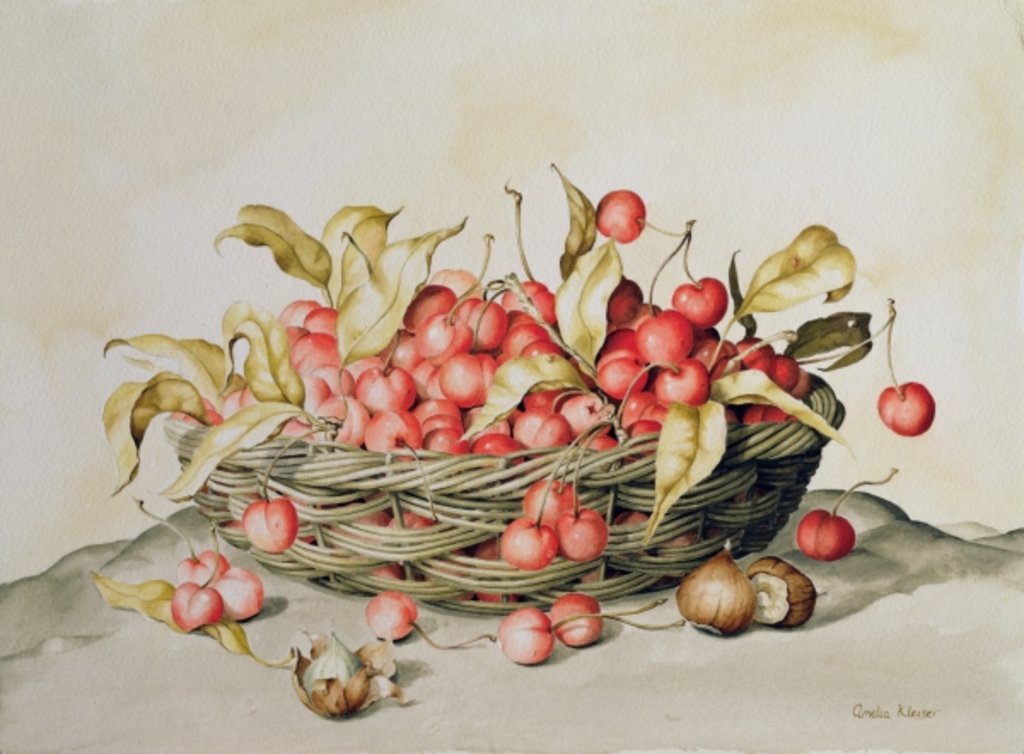 Detail of Basket of cherries, 1998 by Amelia Kleiser