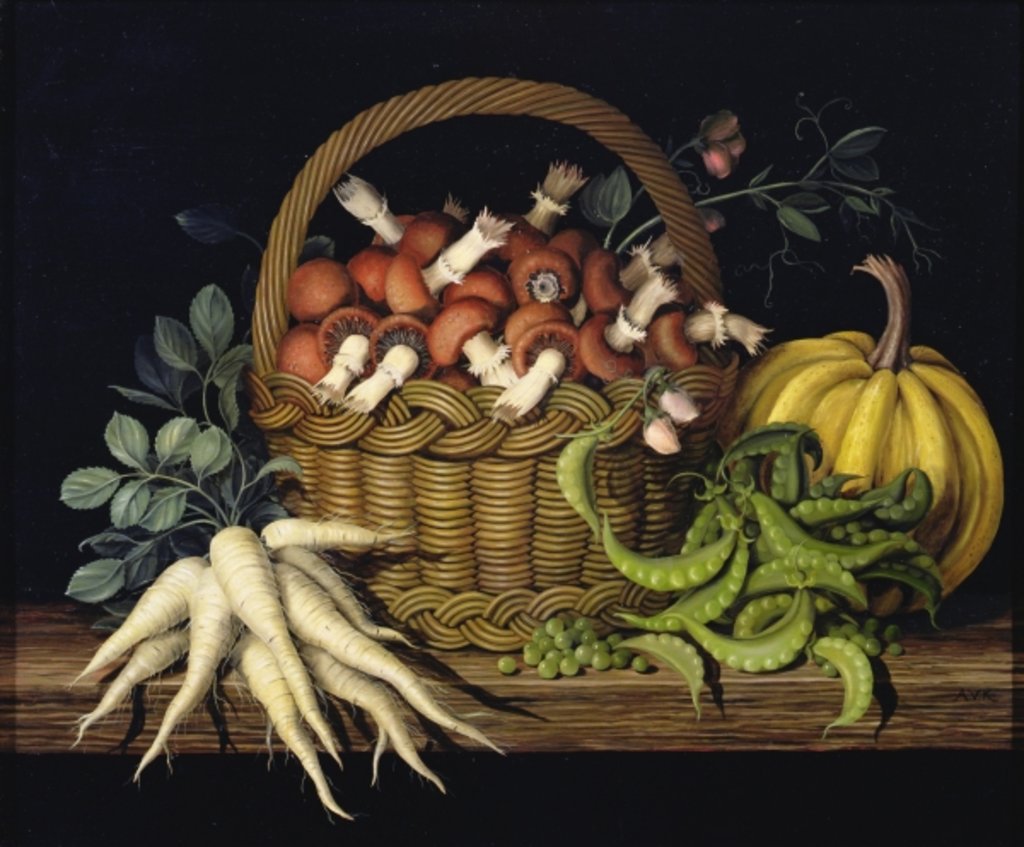 Detail of Basket of mushrooms, 1997 by Amelia Kleiser