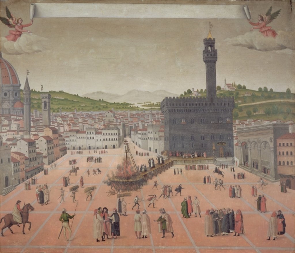 Detail of Savonarola Being Burnt at the Stake, Piazza della Signoria, Florence by Italian School
