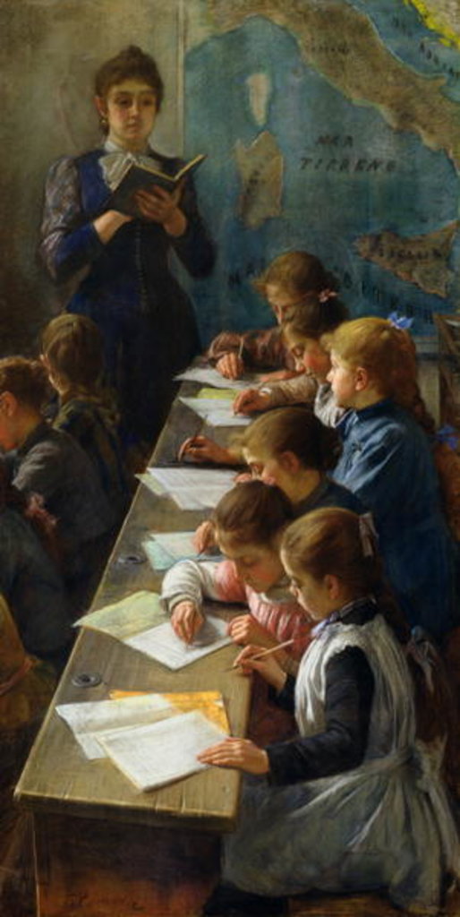 Detail of The Dictation Lesson, 1891 by Demetrio Cosola