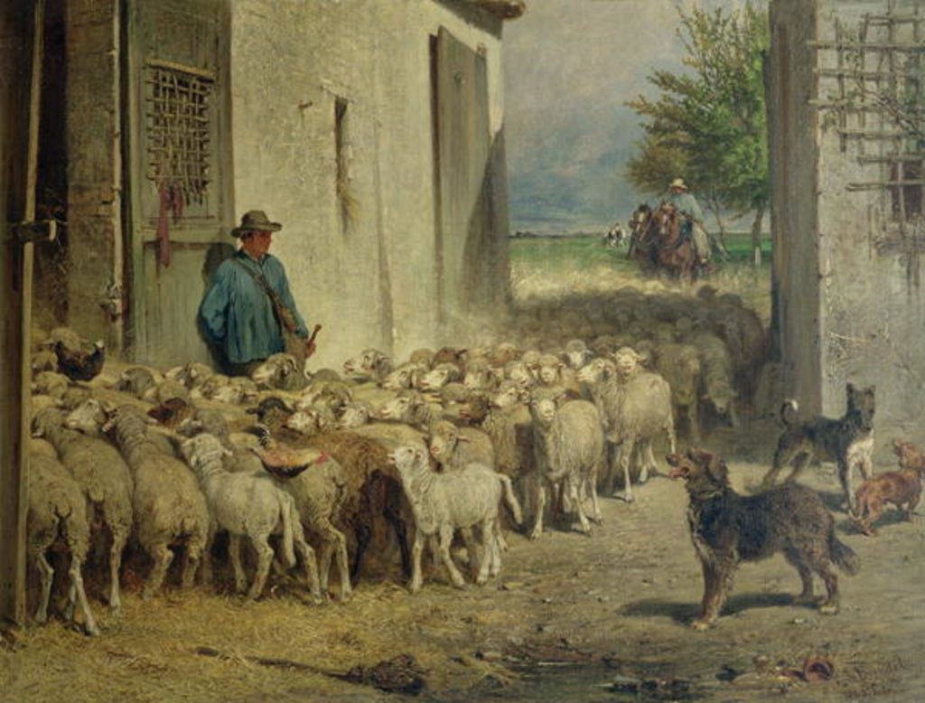 Detail of Return to the Sheepfold, 1860 by Albert Heinrich Brendel