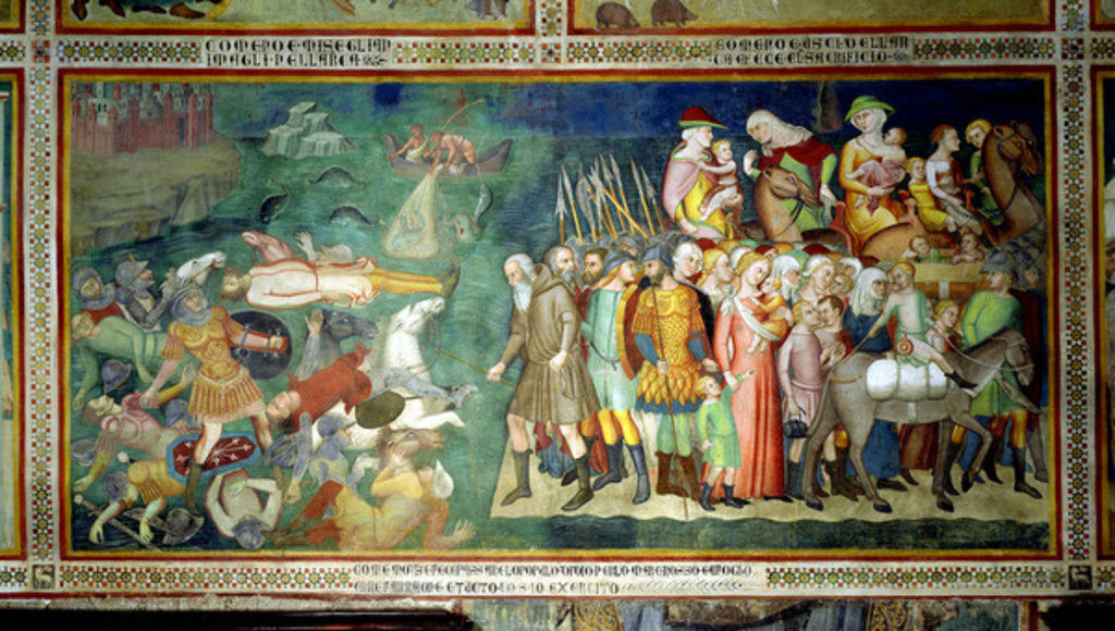 Detail of The Parting of the Red Sea, 1356-67 by also Manfredi de Battilori Bartolo di Fredi