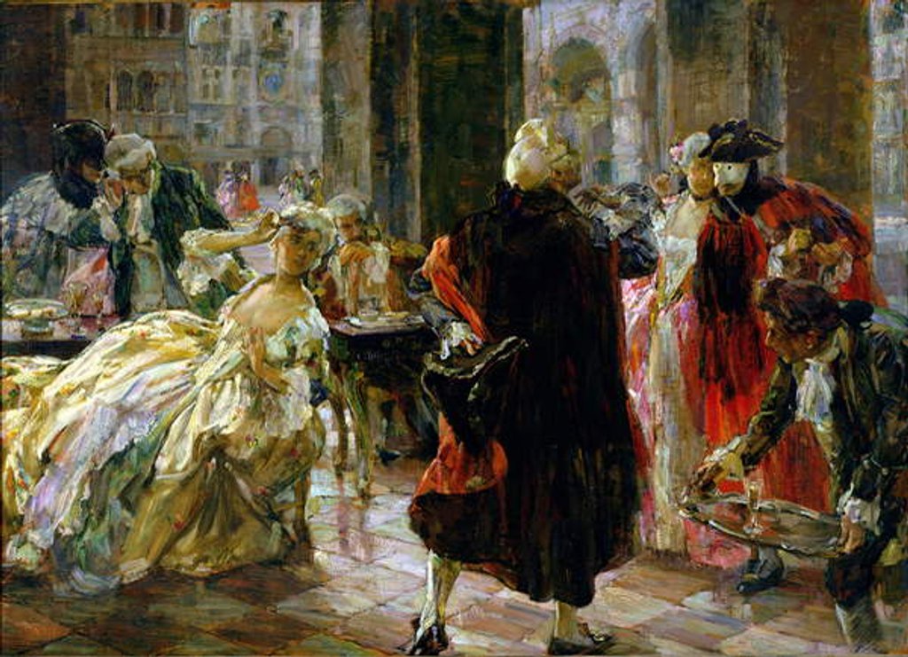 Detail of The Cafe Florian in the 18th Century, 1914 by Alessandro Milesi