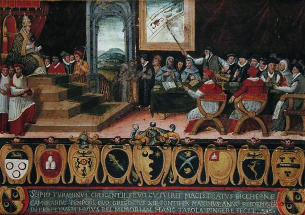 Detail of Discussion of the Reform of the Calendar under Pope Gregory XIII replaced by the Gregorian Calendar, Rome, 15 October 1582 by Italian School