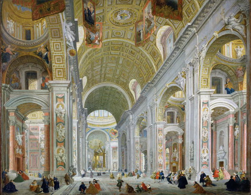Detail of Interior of St. Peter's, Rome, c.1754 by Giovanni Paolo Pannini or Panini