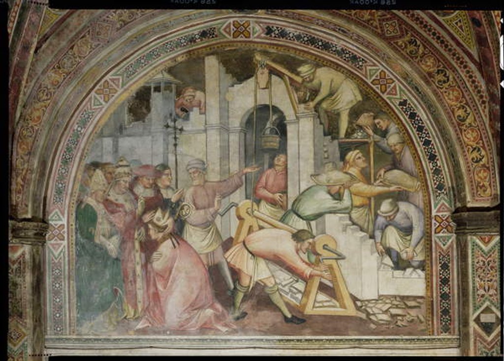 Detail of The History of Pope Alexander III: Construction of the Town of Alessandria, 1407 by Aretino Luca Spinello or Spinelli