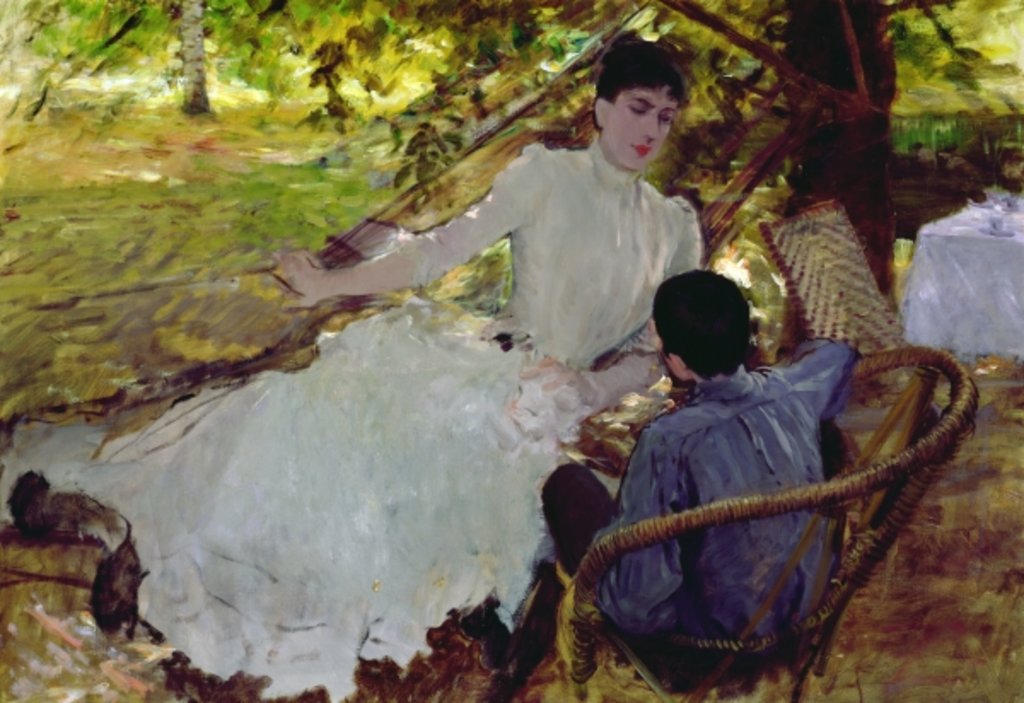 Detail of In the Hammock II, 1884 by Giuseppe or Joseph de Nittis