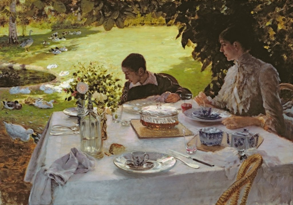 Detail of Breakfast in the Garden, 1883 by Giuseppe or Joseph de Nittis