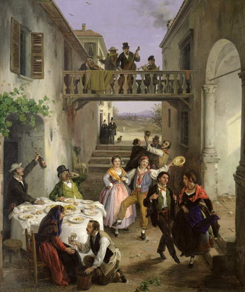 Detail of A Wedding at Brianza, 1873 by Angelo Inganni