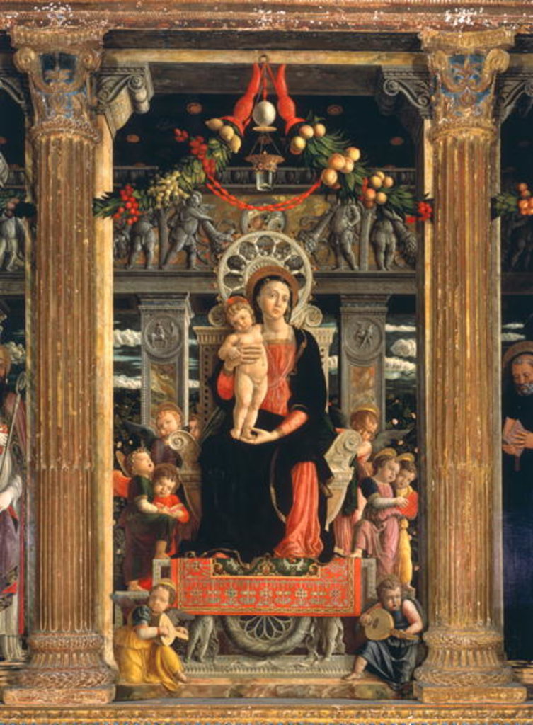 Detail of Virgin and Child with Angels, central panel from the Altarpiece of St. Zeno of Verona, 1456-60 by Andrea Mantegna