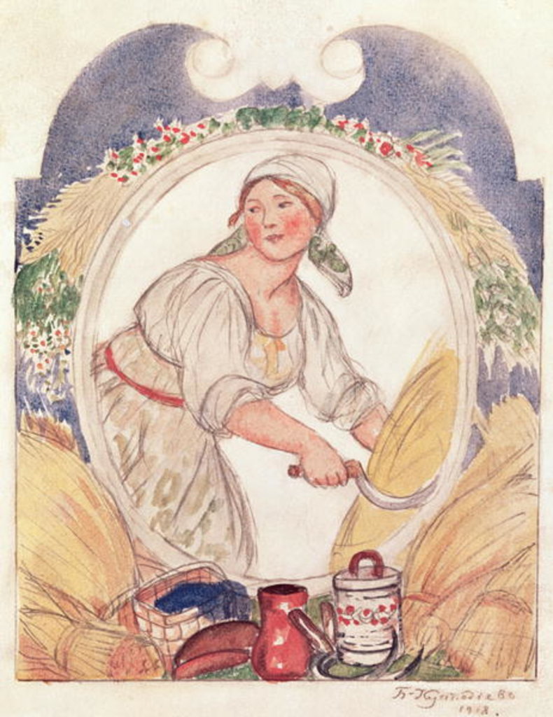 Detail of The Reaper, study for the decoration of the Ruzheinaya Square in Petrograd, 1918 by Boris Mikhailovich Kustodiev