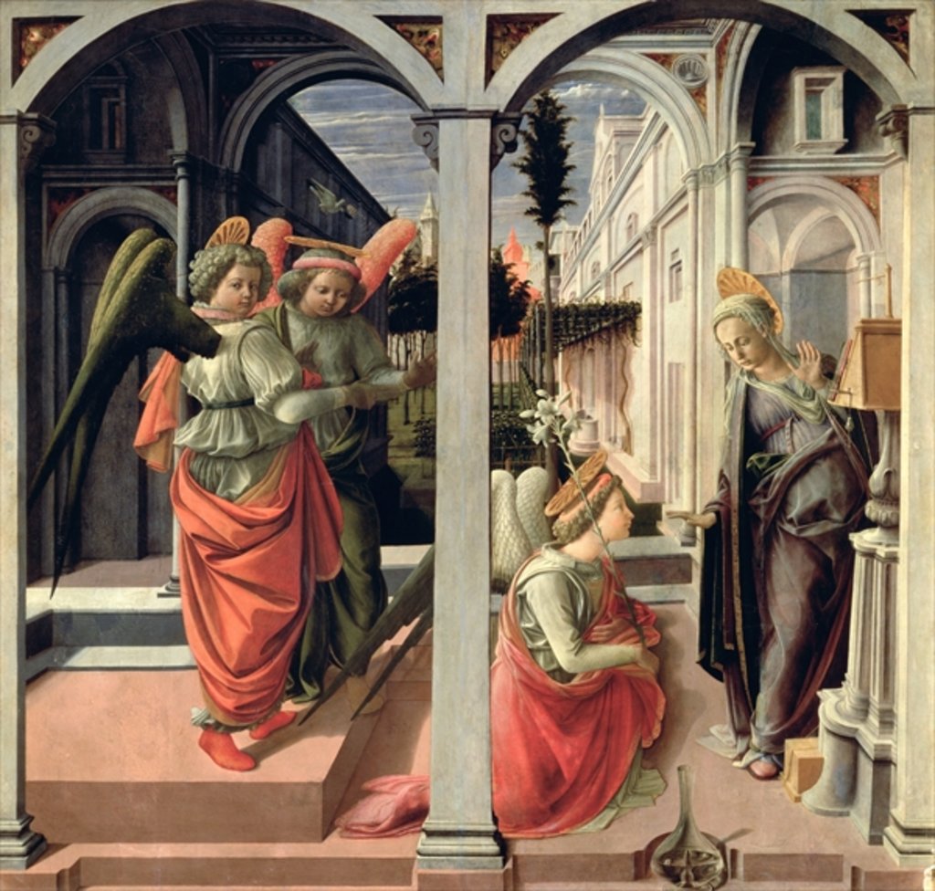 Detail of The Annunciation with Three Angels, 1440 by Fra Filippo Lippi