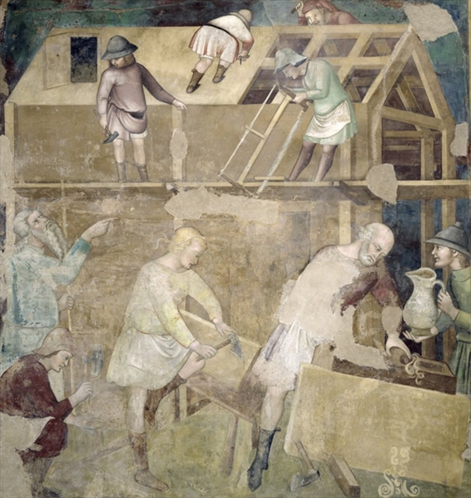 Detail of Noah Building the Ark, 1356-67 by also Manfredi de Battilori Bartolo di Fredi