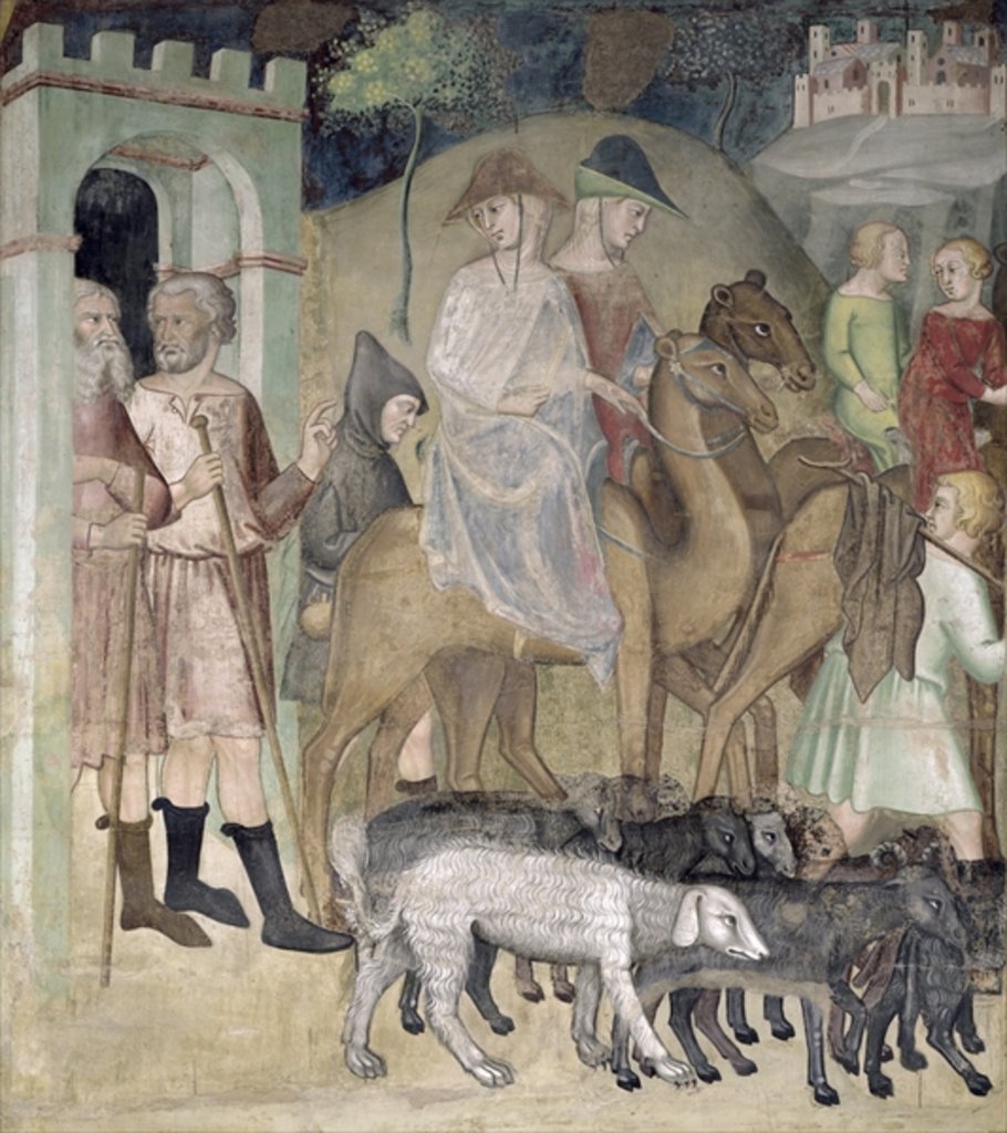 Detail of The Journey of Abraham and Lot, 1356-67 by also Manfredi de Battilori Bartolo di Fredi