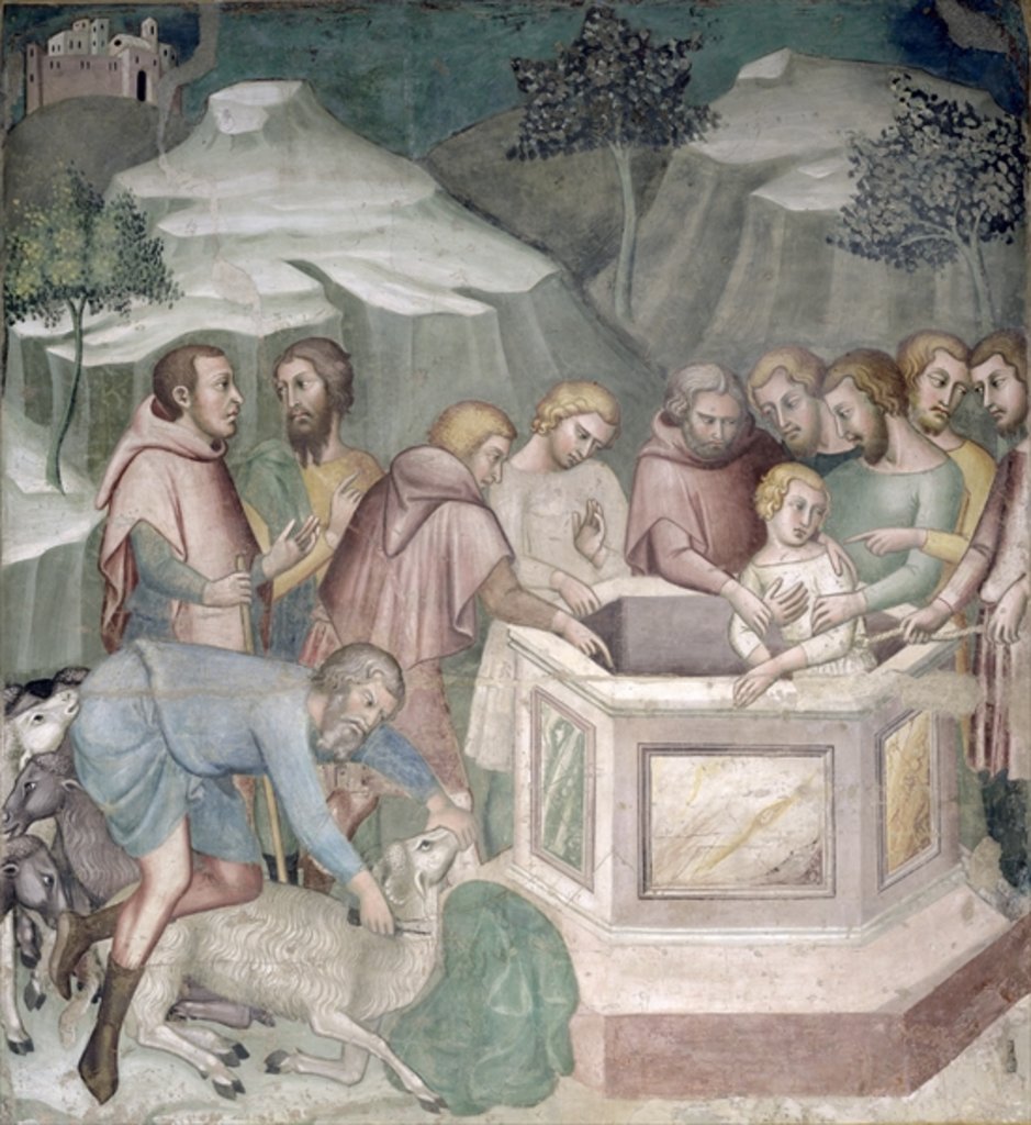 Detail of Joseph Thrown in a Well by his Brothers, 1356-67 by also Manfredi de Battilori Bartolo di Fredi