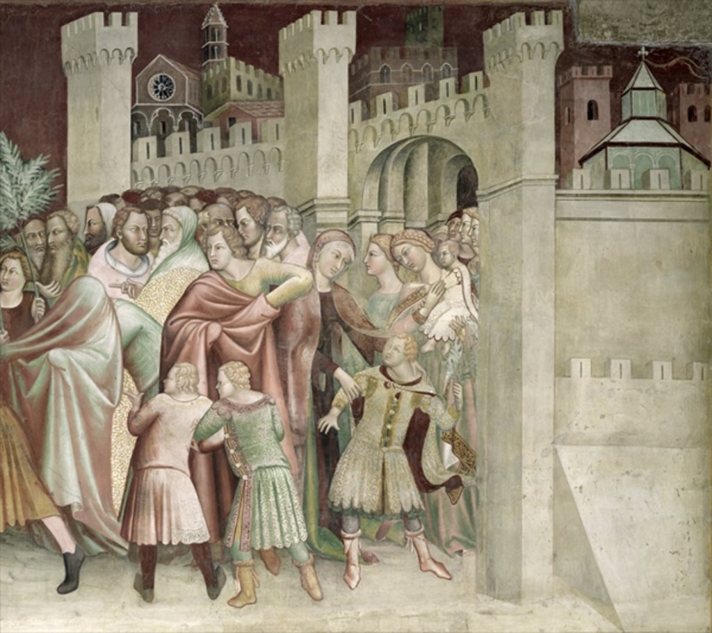 Detail of The Crowd at the Entrance to Jerusalem by Barna da Siena