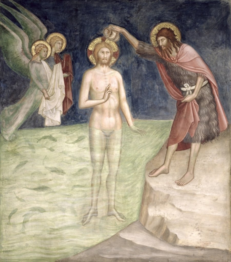 Detail of Baptism of Christ, from a series of Scenes of the New Testament by Barna da Siena