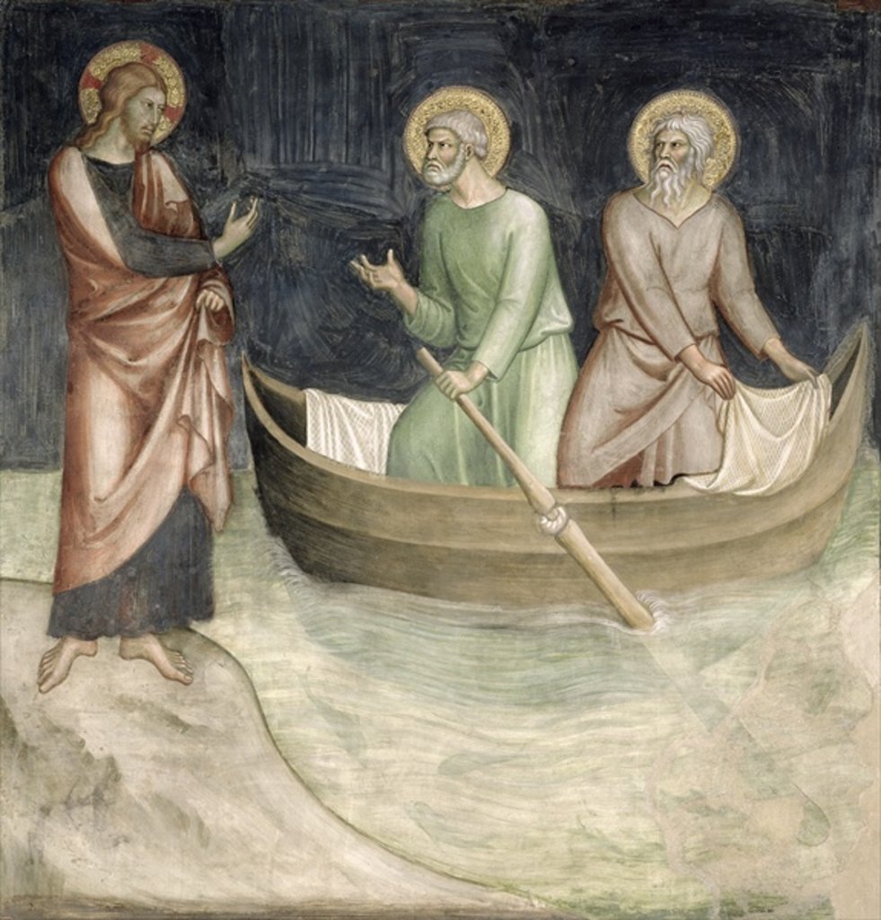 Detail of The Calling of St. Peter, from a series of Scenes of the New Testament by Barna da Siena