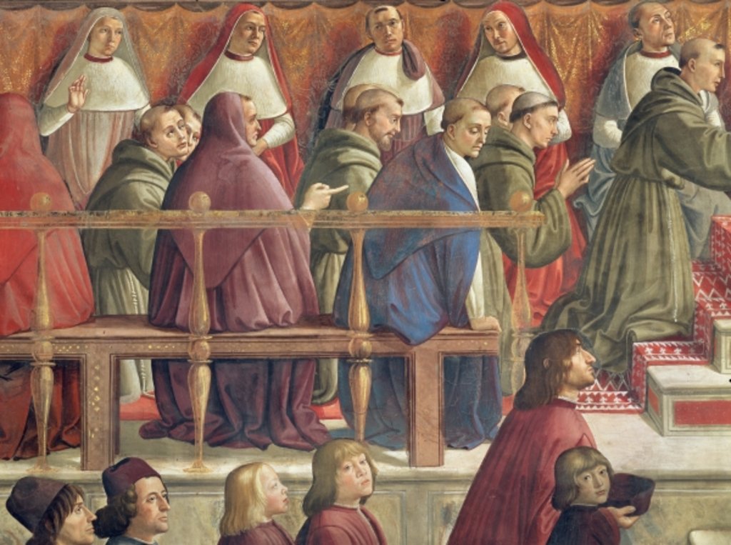 Detail of The Approval of the Order by Pope Honorius III, scene from the life of St. Francis of Assisi by Domenico Ghirlandaio