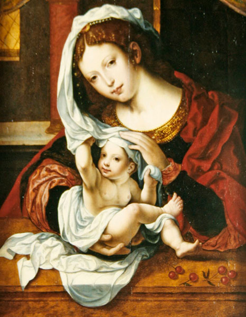 Detail of Madonna of the Cherries by Jan Gossaert