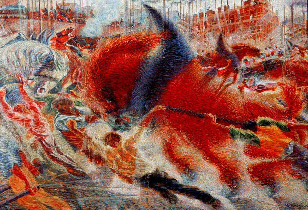 Detail of The city rises, 1910 by Umberto Boccioni