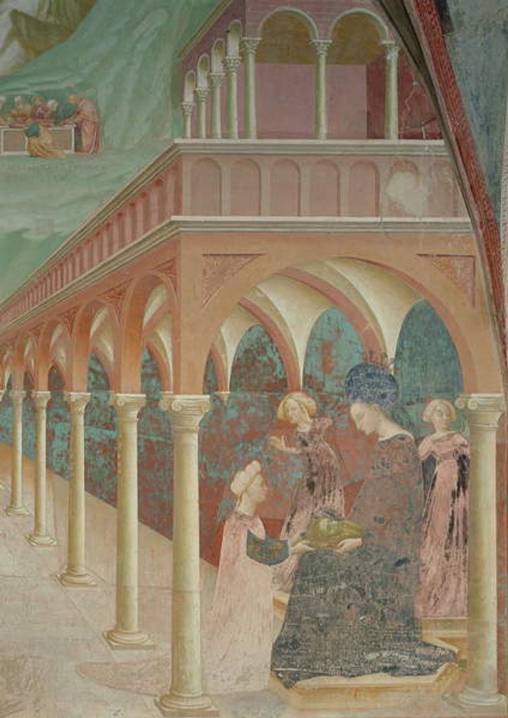 Detail of Salome presenting head of John Baptist to her mother Herodias, 1435 by Tommaso Masolino da Panicale