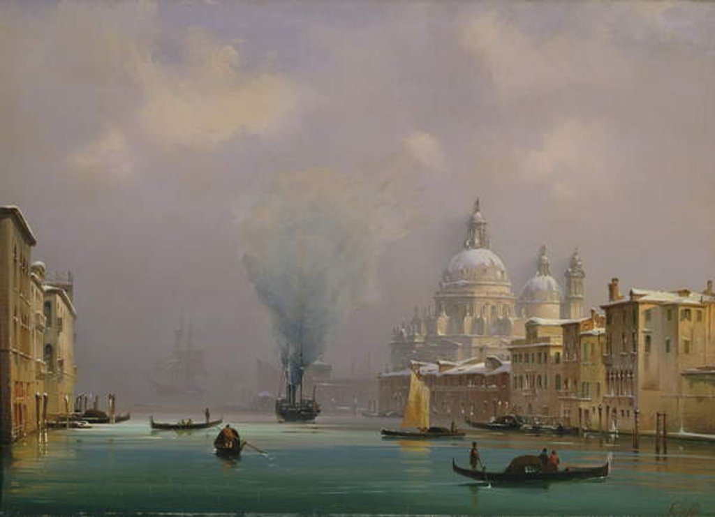Detail of Venice under snow, c.1840 by Ippolito Caffi