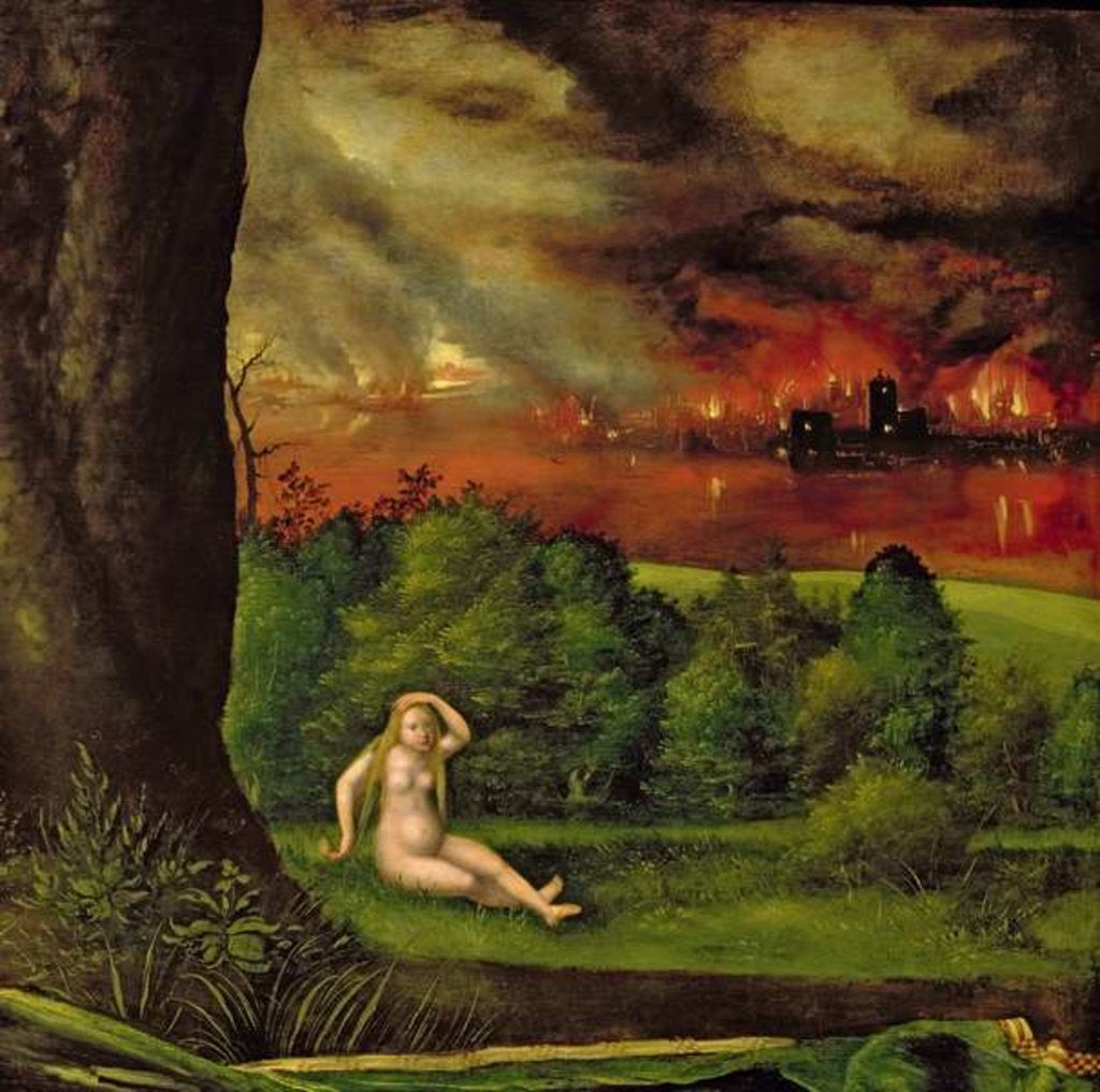 Detail of Lot and his daughter, 1537 by Albrecht Altdorfer