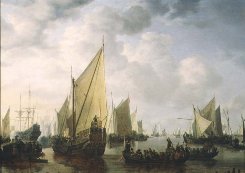 Detail of Naval Review, 1649 by Simon Jacobsz. Vlieger
