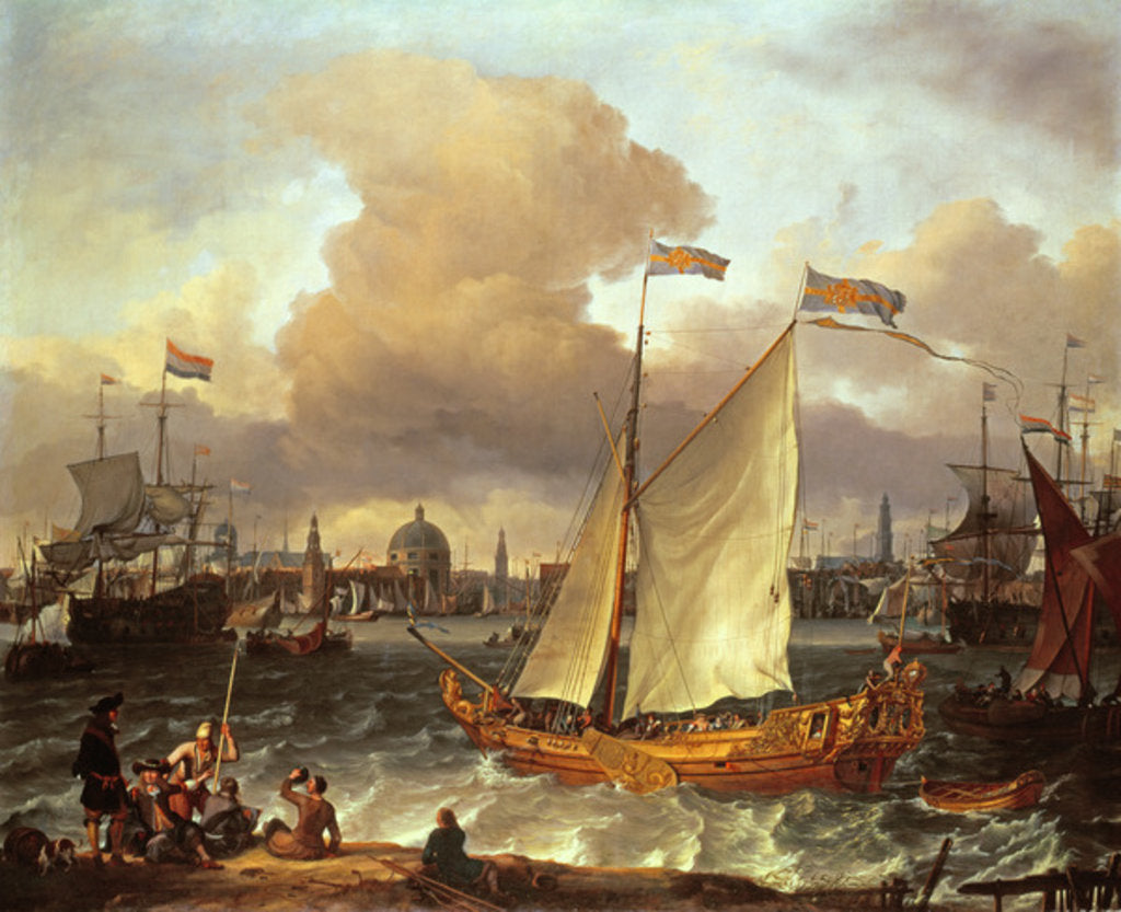 Detail of The Swedish Yacht 'Lejouet', in Amsterdam Harbour, 1674 by Ludolf I Backhuysen