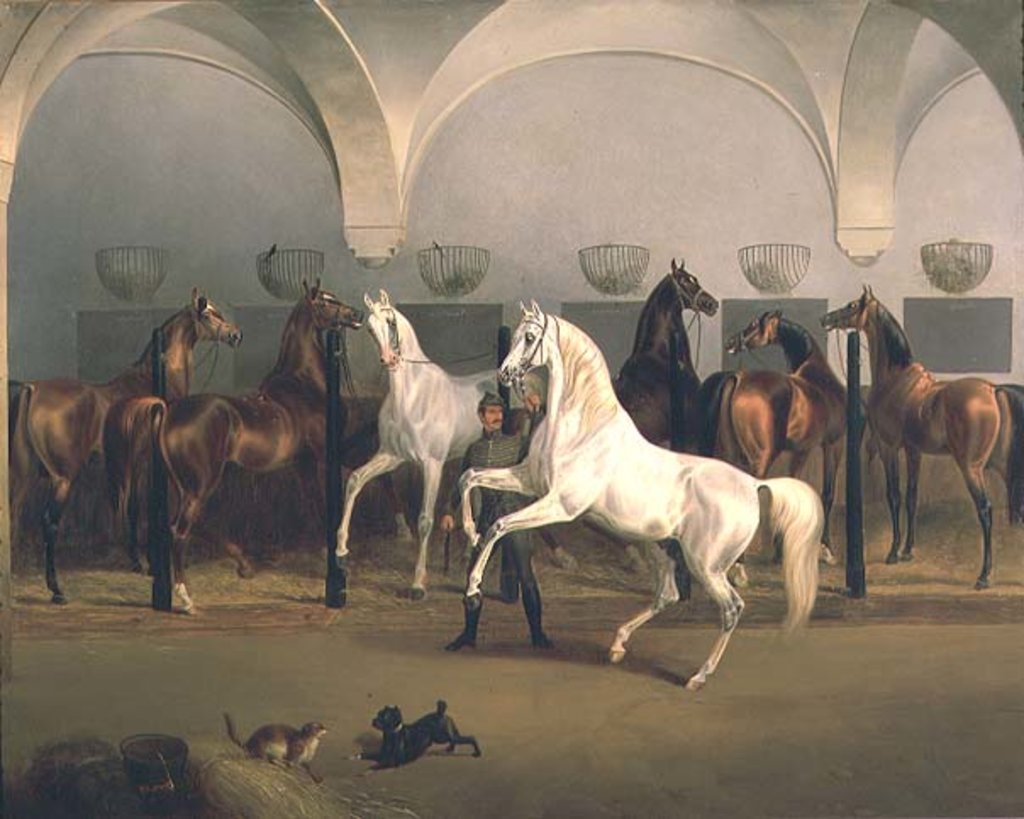 Detail of The Stables at Babolna, 1849 by Otto Stotz