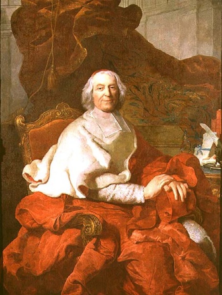 Detail of Cardinal Andre Hercule de Fleury, Bishop of Fregus and Prime Minister to Louis XV by Joseph Siffred Duplessis