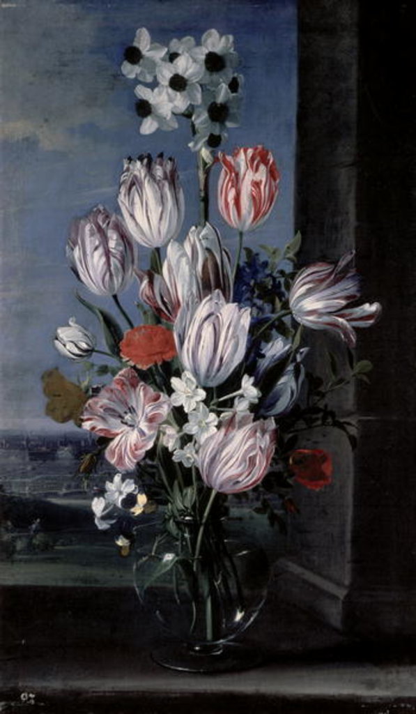 Detail of Flowers in a Crystal Vase, 1652 by Jan van den Hecke