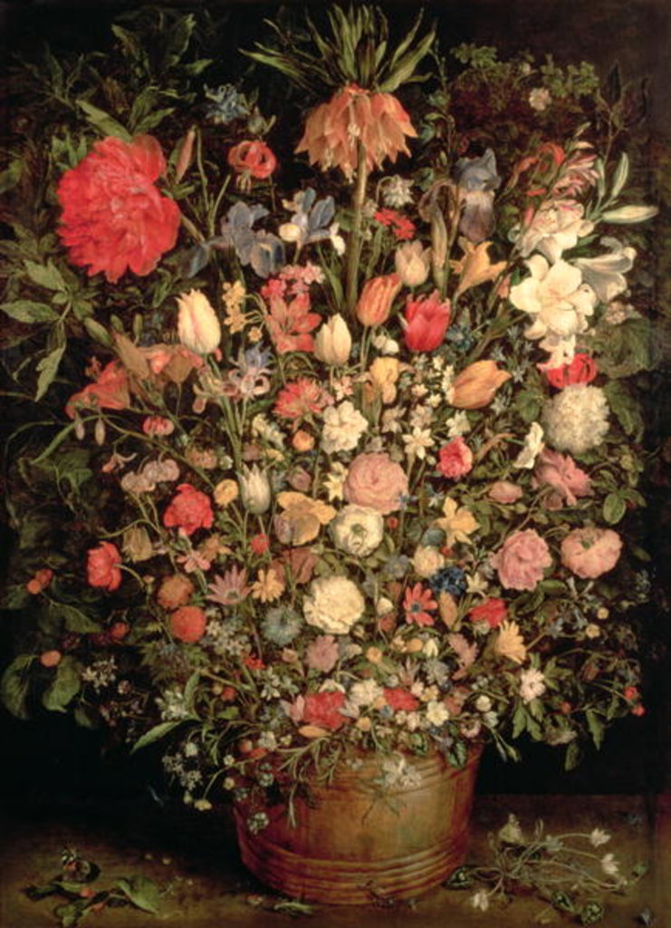 Detail of Large bouquet of flowers in a wooden tub, 1606-07 by Jan the Elder Brueghel