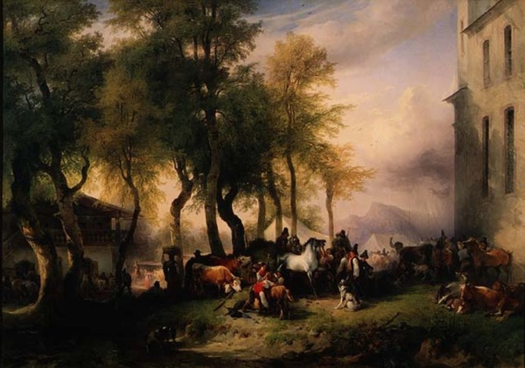 Detail of Cattlemarket on Maria Plain, 1837 by Friedrich Gauermann