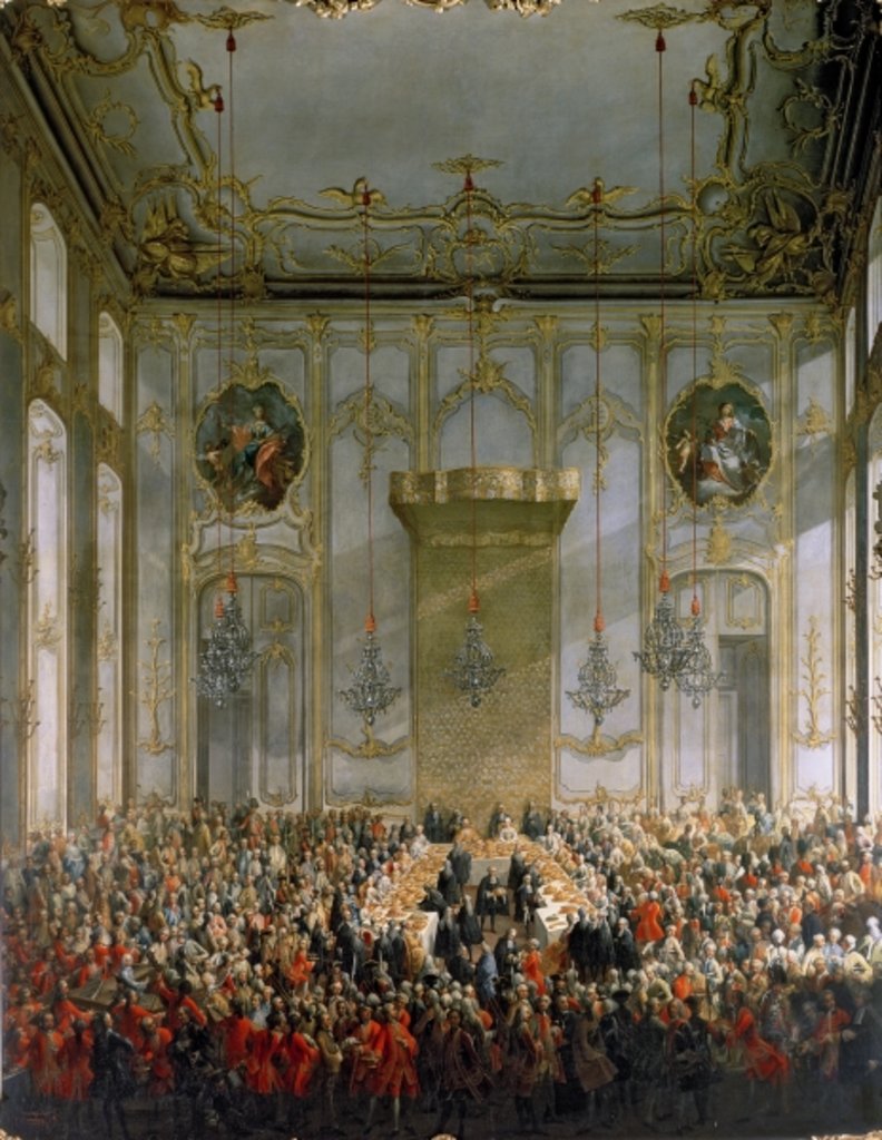 Detail of Court Banquet in the Great Antechamber of the Hofburg Palace, Vienna by Martin van Mytens or Meytens