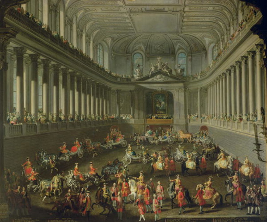 Detail of A Cavalcade in the Winter Riding School of the Vienna Hof to celebrate the defeat of the French army at Prague, 1743 by Martin van Mytens or Meytens