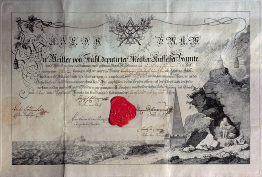 Detail of Masonic certificate, 1785 by Anonymous