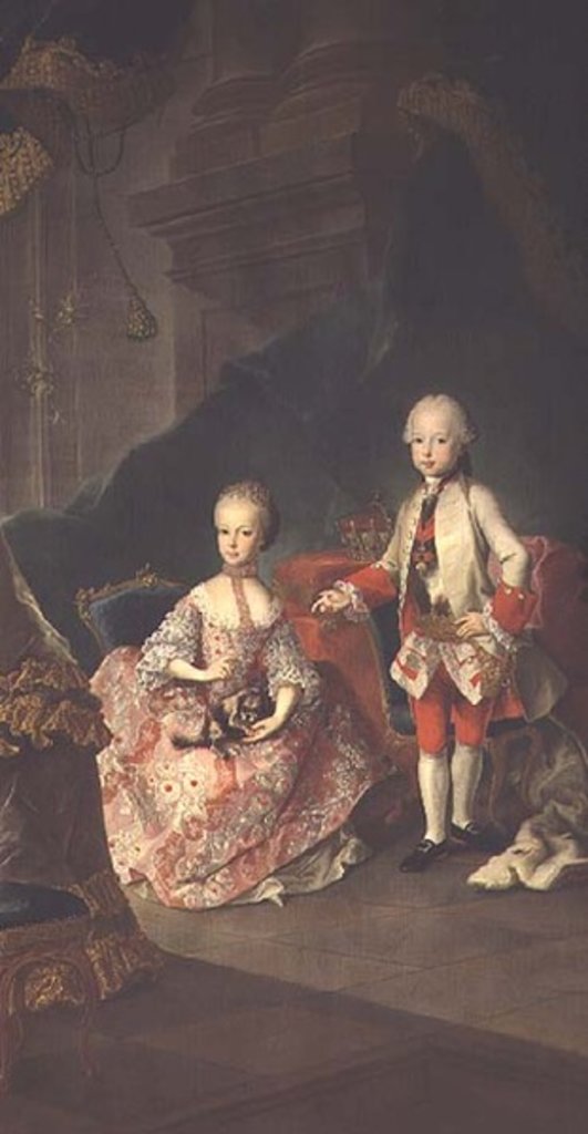 Detail of Two children of Empress Maria Theresa of Austria Leopold and his sister Princess Maria Christine by Martin van Mytens or Meytens