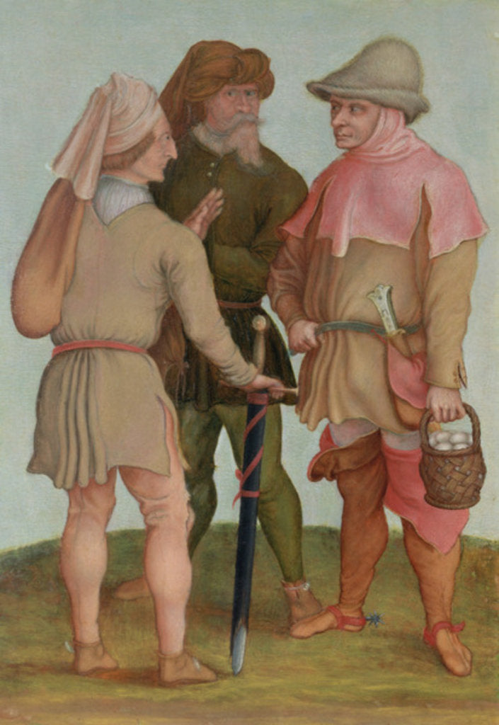 Detail of Three peasants, 16th or 17th century by Albrecht Durer or Duerer
