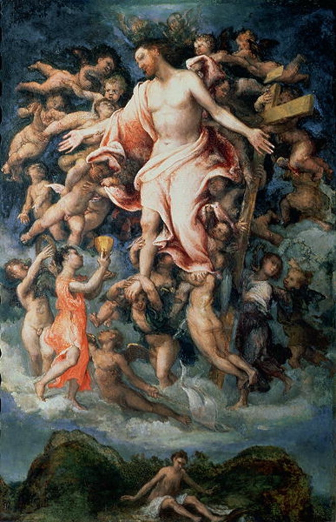 Detail of Angel collecting blood from the wounds of Christ, 1543 by Lorenzo Lotto