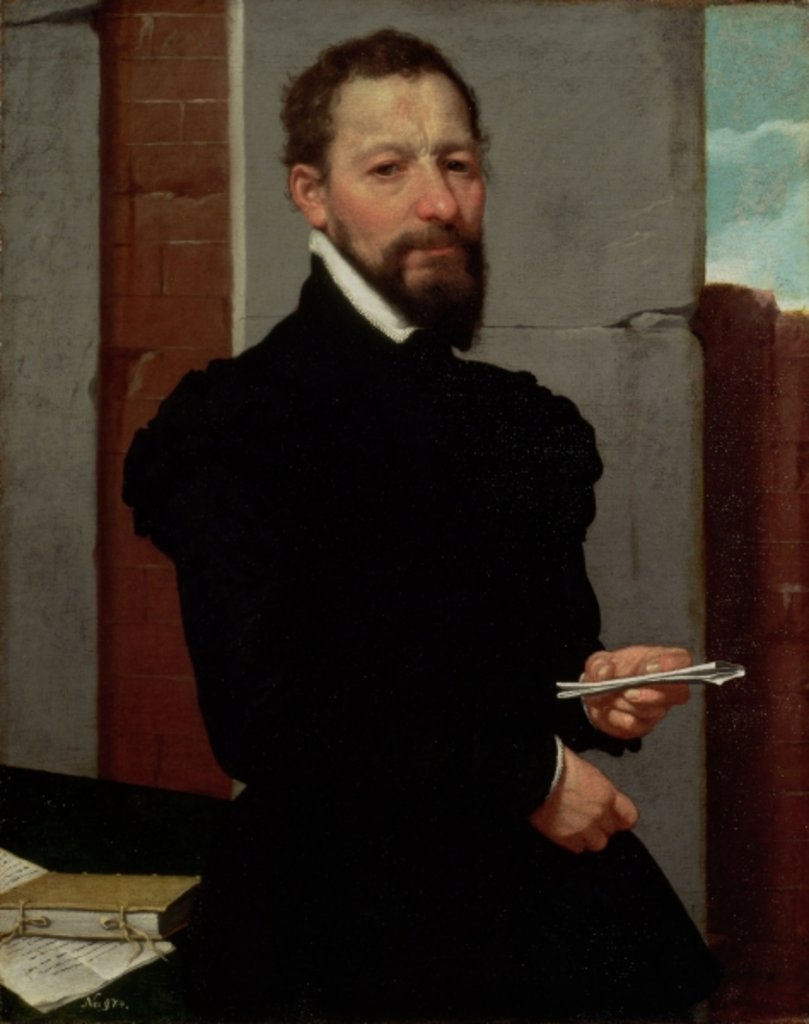Detail of Giovanni Pietro Maffeis, Professor of Rhetoric at Genoa University and Secretary of the Republic, 1560-65 by Giovanni Battista Moroni