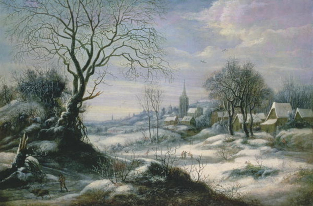 Detail of Winter landscape by Daniel van Heil