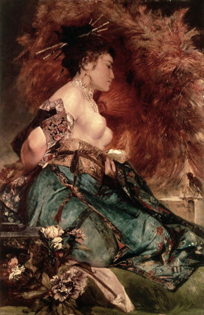 Detail of Japanese girl by Hans Makart