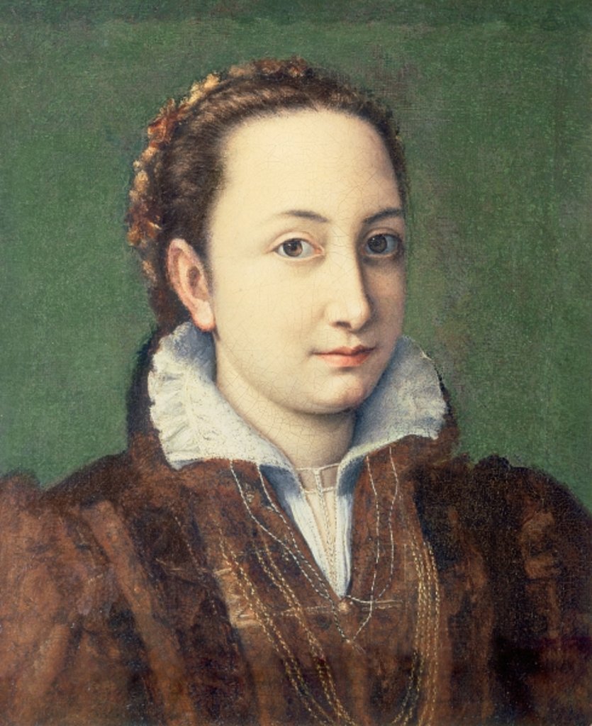 Detail of Self portrait, attired as maid-of-honour to the Queen of Spain, 1559 by Sofonisba Anguissola