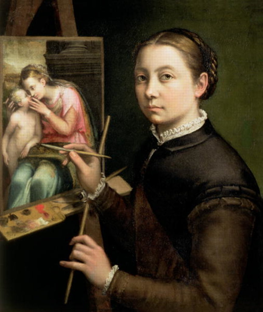 Detail of Self portrait at the Easel, 1556 by Sofonisba Anguissola