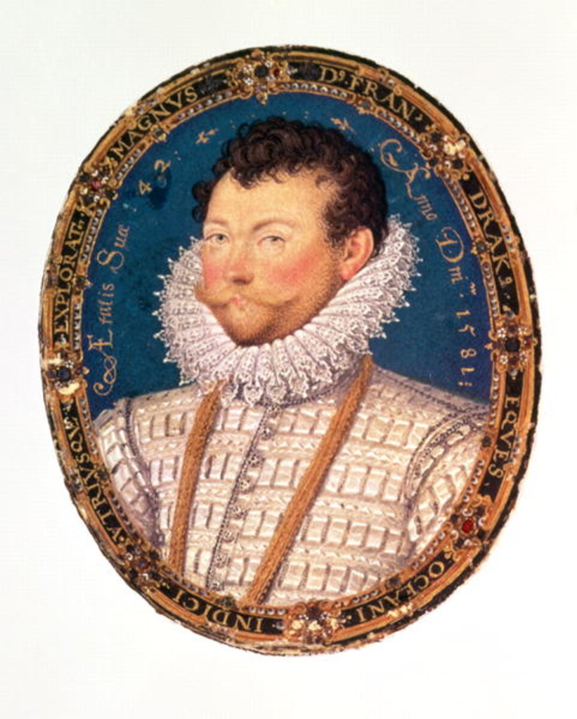 Detail of Sir Francis Drake, 1581 by Nicholas Hilliard