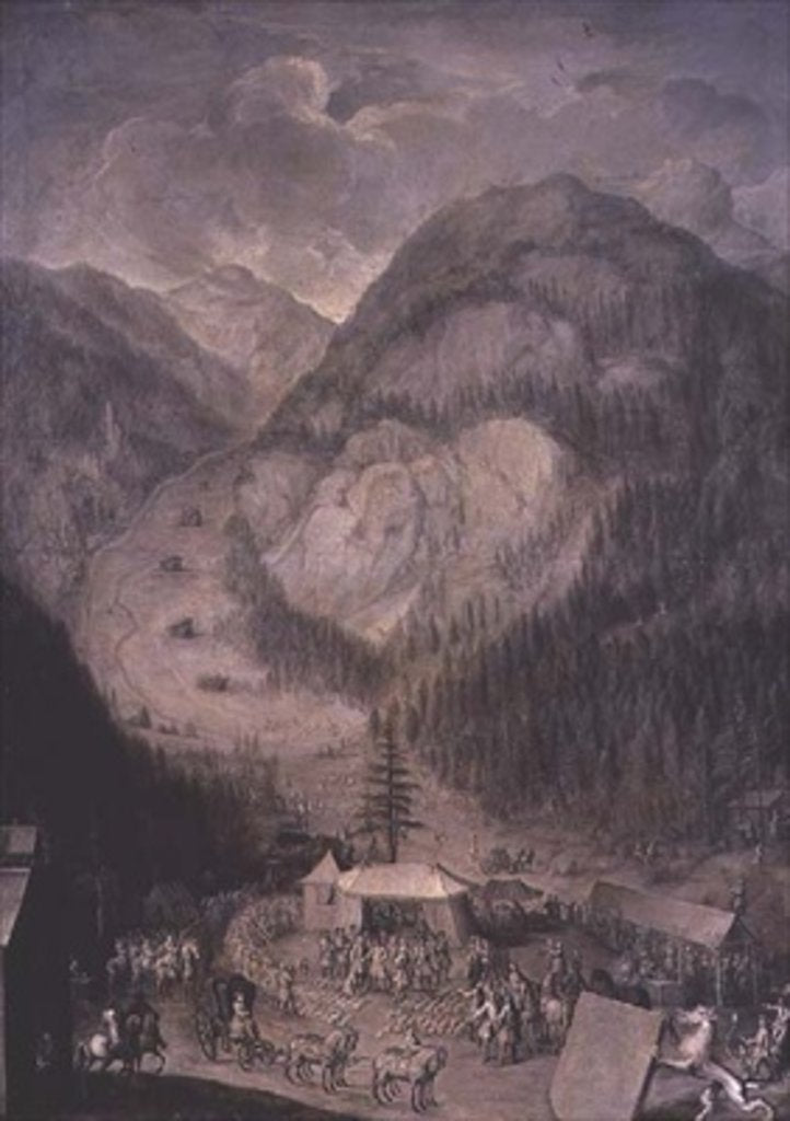 Detail of Charles VI, Holy Roman Emperor, inspecting the kill of chamois deer in Eisenerz by Johann Veit Hauck