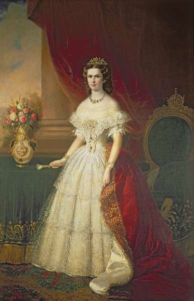 Detail of Empress Elizabeth of Bavaria, 1863 by Franz the Younger Russ